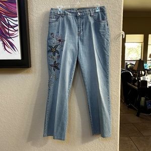 Nordstrom Beaded and Embroidered Flower Jeans. Size 8